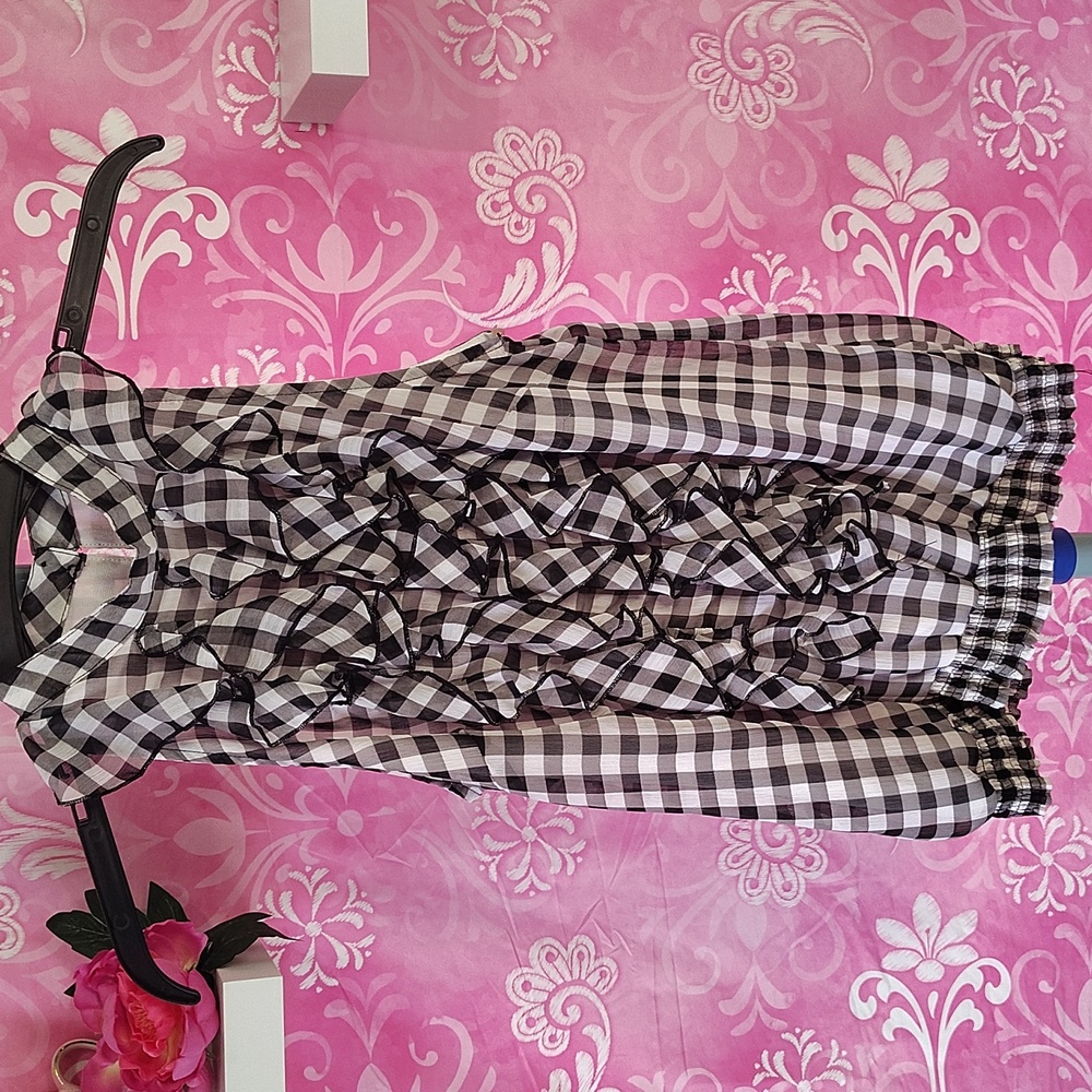 Xhilaration Black and White Gingham Blouse